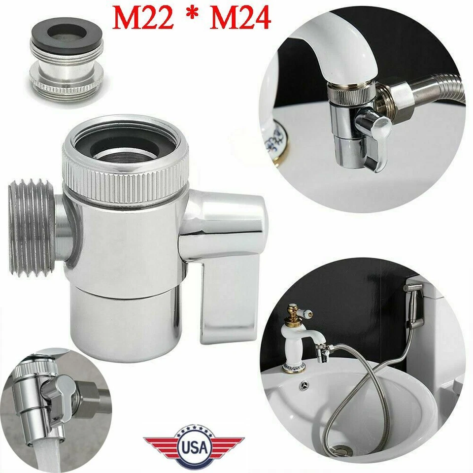Universal Sink Valve Diverter Faucet To Hose Adapter Kitchen Bathroom Brass US