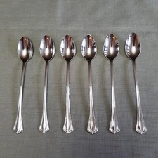 6-Lenox ALCOTT Ice-Tea Spoons Stainless Steel Flatware 18/10 Set of 6 NEW!