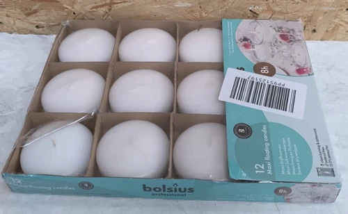 Bolsius - Maxi Floating Candles - White - 12 Pieces in a Box - Fragrance-Free