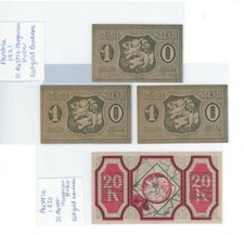 1920 Austria 10 Heller Steyr & 20 Heller St Georgen Uncirculated Banknotes (4)