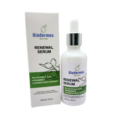 Renewal Serum 10% Glycolic Acid, Ceramides & Licorice Root Extract 50ml ea.