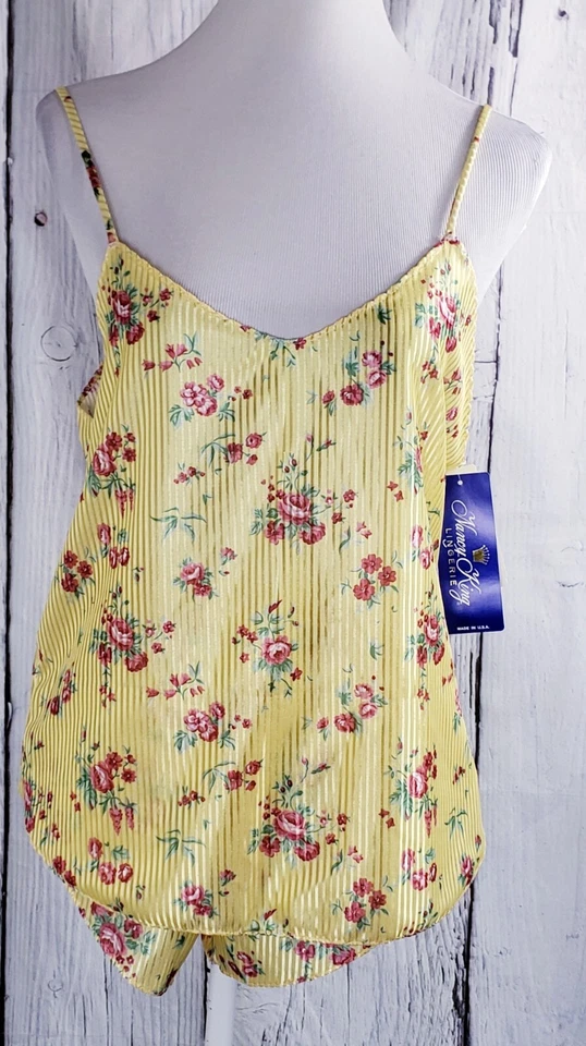 De Colección Nancy King Lencería Mujeres 2 Piezas Pijama Cami Top Pantalones Cortos Conjunto Floral M Stock M Sin Stock Foto 3 de 4