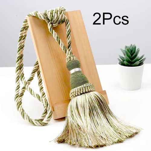 2PC Curtain Tiebacks Handmade Decorative Curtain Holdbacks Rope with Silk Tassel - Picture 11 of 21