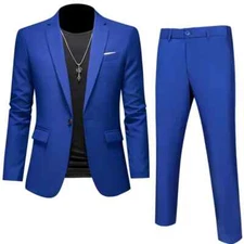 Men's Suit Coat Trousers 2 Pieces Set Wedding Blazers Jacket Dress Pants