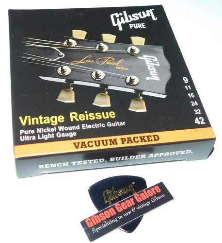 Gibson Les Paul Guitar Strings 9/42 Light Gauge Vintage Reissue Parts Custom NOS