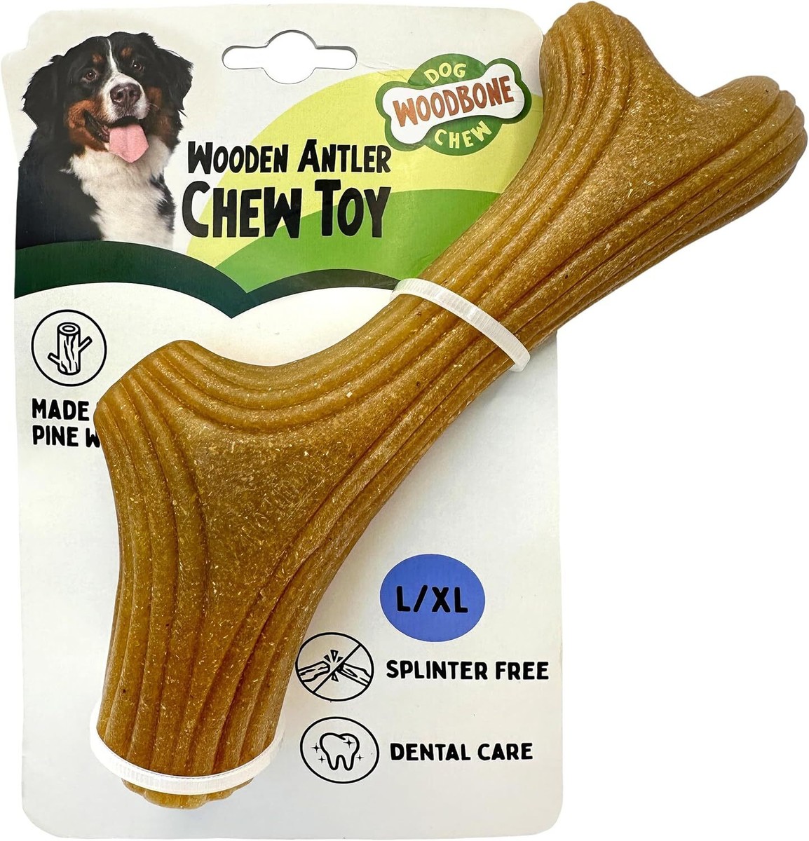 Woodbone Wooden Antler Dog Chew Toy for Large/Extra Large Dogs