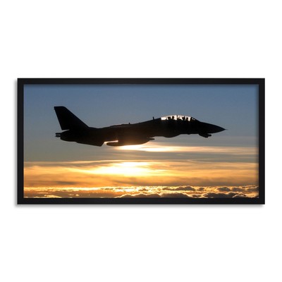 Silhouette eines F14D Tomcat-Kampfjets der US Navy Gerahmter Druck 31x64 cm