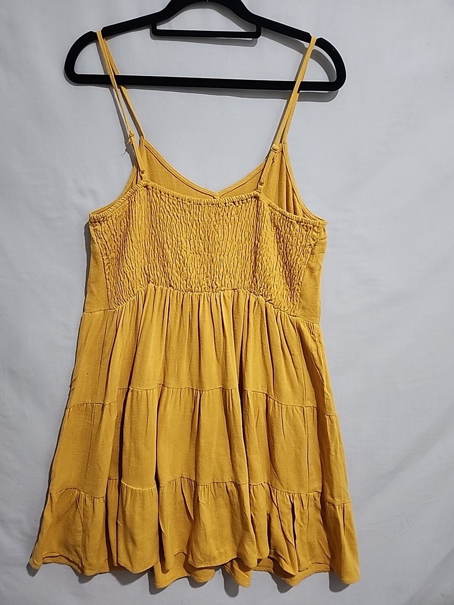 Yours Truly Mustard Yellow Linen Blend Aline Tiered Dress Size 12 | eBay  Australia