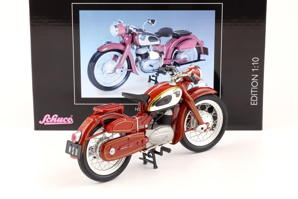 1:10 Schuco NSU Super Lux Moto Rosso/Cromo 450653400 - Immagine 3 di 4