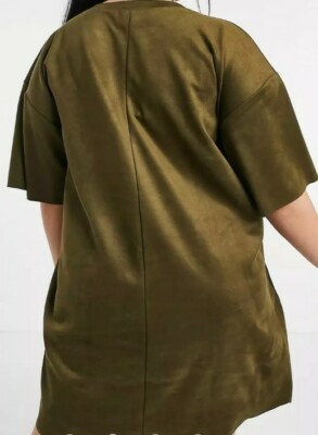 asos oversized dress ASOS DESIGN boxy oversized mini shirt dress in dark green