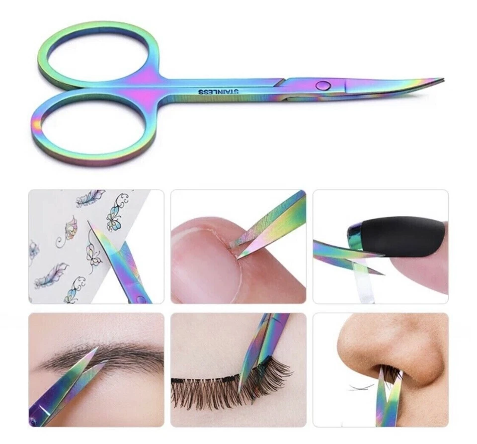SCISSORS SUPER SHARP CURVED EDGE CUTICLE NAIL ARROW POINT STEEL EYEBROW/5⭐️