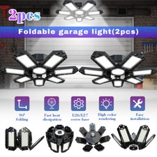 2X LED Garage Light 120W Super Bright Shop Ceiling Lights Deformable Bulb Lamp