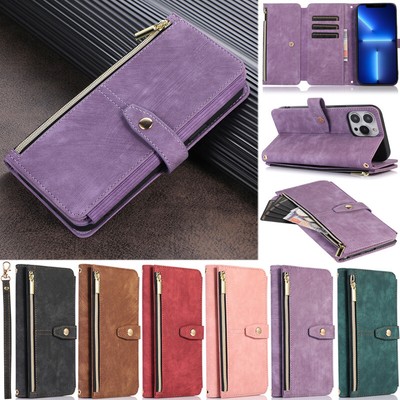 Zipper Wallet Flip Cover Case For Xiaomi 12T 13T 14T Redmi Note 14 13 12 11 10s