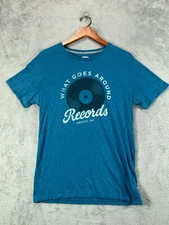 What Goes Around Records Lower East NYC T Shirt Mens Medium Blue Crew Old Navy
