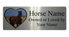Personalised Horse Name Photo Metal Aluminium Plaque Sign For Stable Door 20x7.5