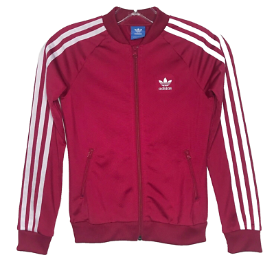 Adidas Originals Track Jacket Girls 9-10Y Pink White Stripe Full