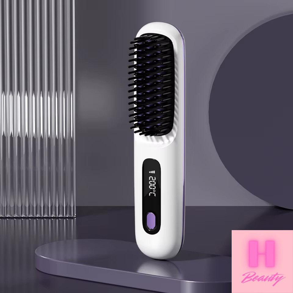 Brosse lissante chauffante ceramique rose hbeautyskin pour lissage rapide