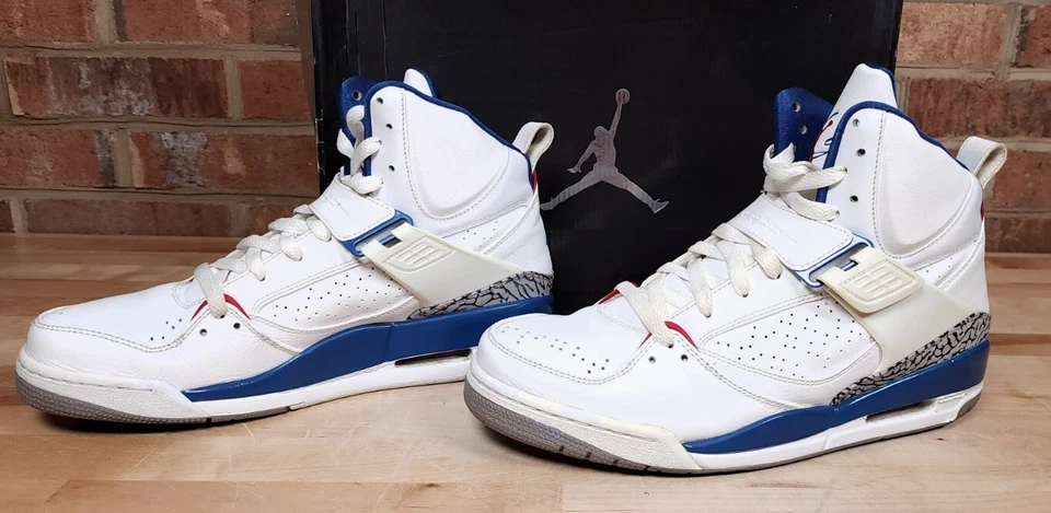 Jordan 10 Flight 45 High 384519-106 Blanco Trail Azul Rojo Universitario Para Hombre 10 Foto 2 de 4