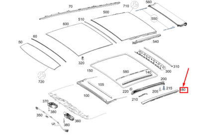 MERCEDES-BENZ GLE W167 Left Roof Trim Strip A1676903807 GENUINE 