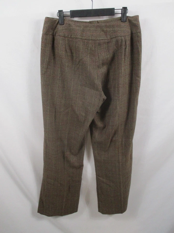 Calça Larry Levine Feminina 12 Vestido Xadrez Marrom Perna Reta Poliéster Elástico - Imagem 4 de 4