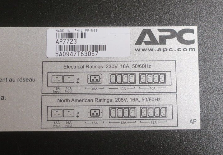 APC AP7723 Rack ATS Automatic Transfer Switch 2x C20 IN 8x C13 + 1x C19 ...