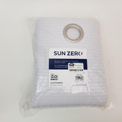 Sun Zero Blackout White Array Woven Dobby Draft Fleece 1 Panel Grommet 84''X 50''