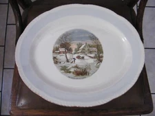 Currier and Ives 13 3/4" Turkey Meat Platter "The American Homestead In Winter”
