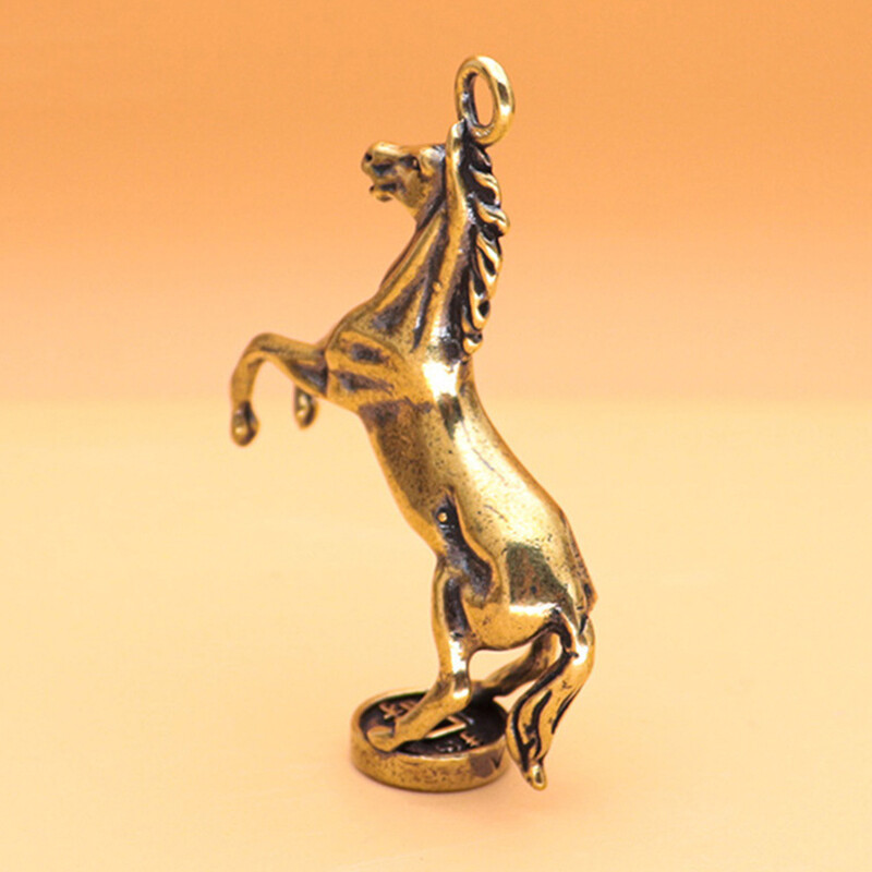 Mini Vintage Brass Ornaments Figurines Running Horse Statue Car
