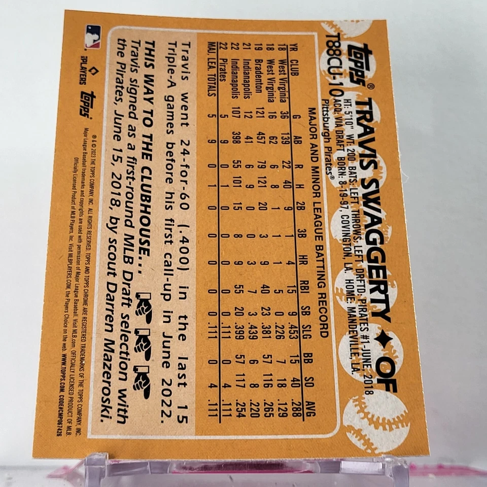 TRAVIS SWAGGERTY 2023 Topps Update Chrome Silver Pack MOJO ROOKIE T88CU-10 - Image 2 of 2