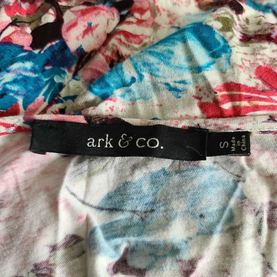 Vestido tejido estampado floral Ark & Co manga gorra talla S hasta la rodilla multicolor cremallera lateral Foto 2 de 4