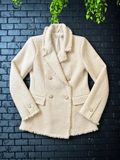 Black Tape Ivory Boucl  Tweed Double Breasted Blazer Size Small