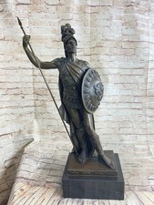 Handmade European Bronze Sculpture Marble Classical Roman Warrior Nobleman Art
