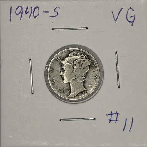 1940-S VG Mercury Dime, Item 11