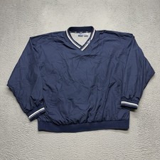 VINTAGE 90s Reebok Windbreaker Jacket Mens 2XL XXL Navy Blue Pullover Lined