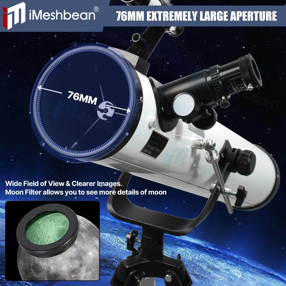 Telescope for Adults Astronomy 76mm Aperture 700mm 35-525X Reflector Achromatic - Image 4 of 4
