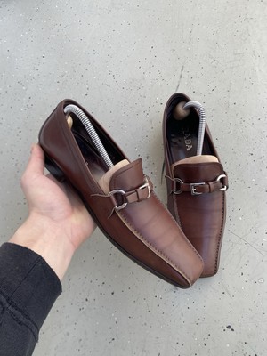 PRADA Luxury Shoes Men Size EUR41 UK 8  26.5 Cm Brown Leather