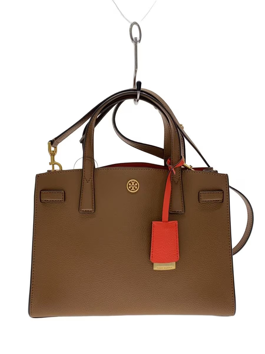 TORY BURCH Walker Small Satchel in Leather (Brown, Solid Color)