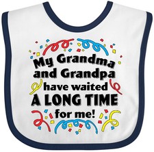 Inktastic My Grandma And Grandpa Have Waited A Long Time For Me Baby Bib Cute