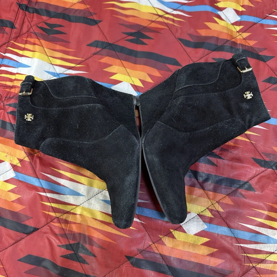 Botín Tory Burch Cuña Gamuza Cuero Negro Botín 7.5 M Mujer’s Botín Foto 3 de 4