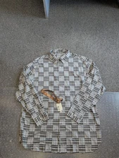 NEW MENS DANIEL CREMIEUX GRAY/BLACK ABSTRACT PRINT BUTTON DOWN SHIRT SIZE LARGE