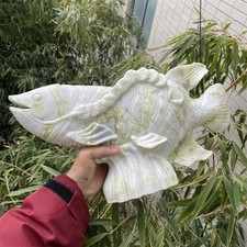 11.8LB 7.6" Natural Xiuyan Jade Dinero Peces Cuarzo Cristal Decoración de Curación de Animales