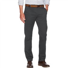 Mens Ex-M&S Stretch Chino Trousers Cotton Regular Straight Leg Pants  Jeans