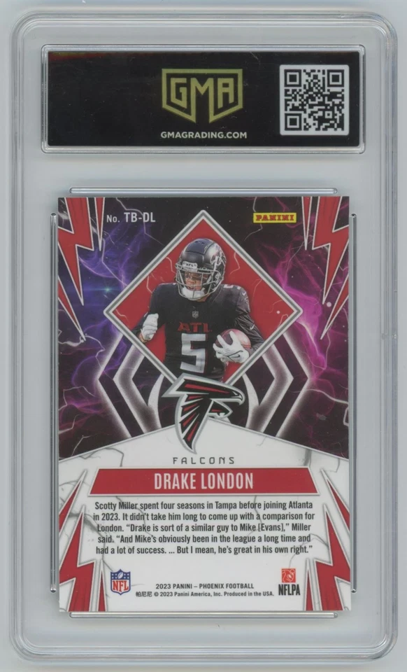 2023 Panini Phoenix Thunderbirds Drake London GMA 10 Atlanta Falcons #TB-DL - Image 2 of 2