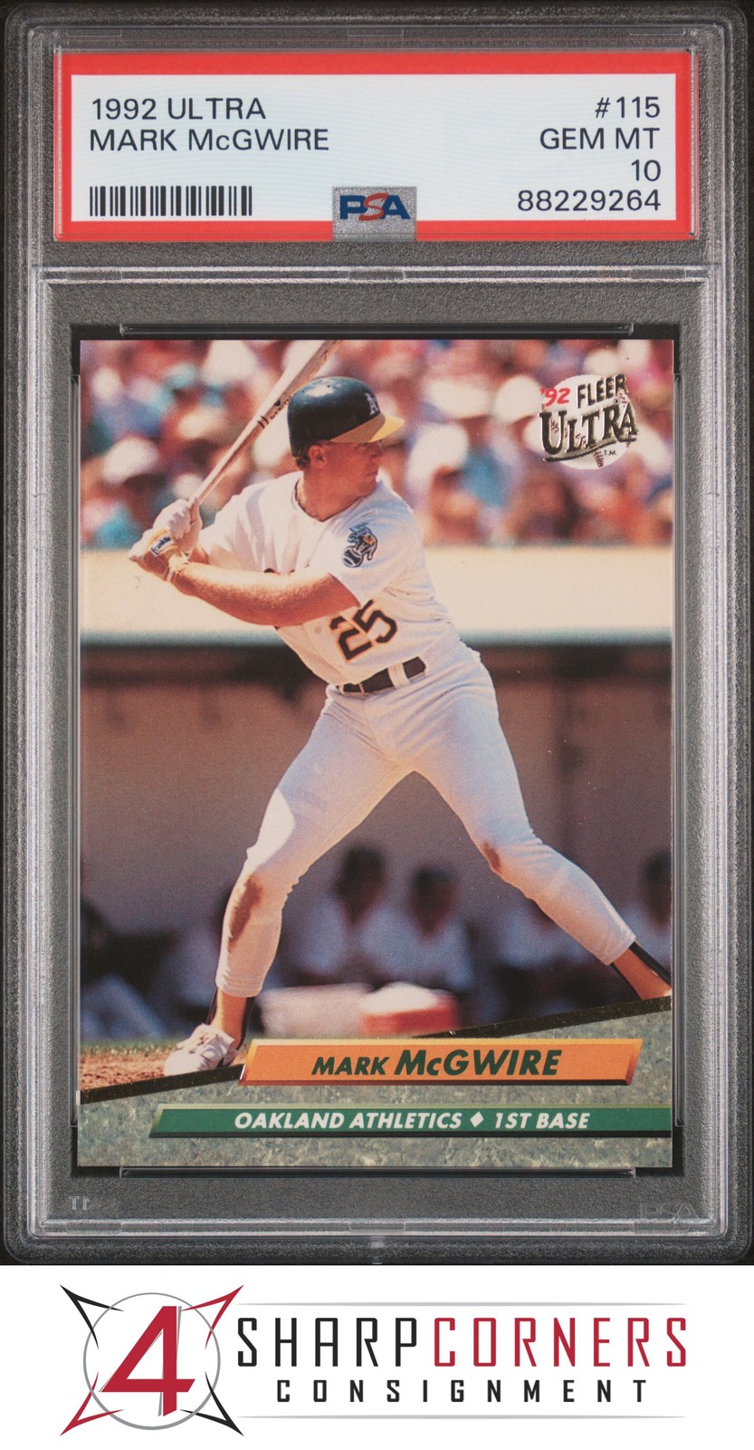 1992 ULTRA #115 MARK McGWIRE ATHLETICS PSA 10 view 1