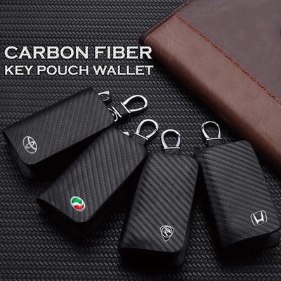 Key Carbon Fiber Pouch Bag Car Model Logo TOYOTA, AUDI, BMW, VW, MERC & MORE