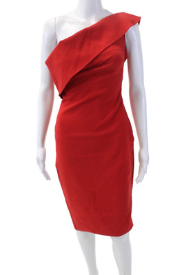 Likely Womens Strapless Flounce Trim Fitted Pencil Dress Red Size 0