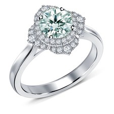 2.70 Ct Vvs1 Ice Blue Round Moissanite Halo Wedding Ring Sterling Silver Size 7