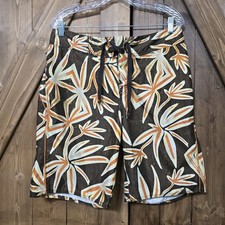 Old Navy Men's Swim Trunks Medium M Brown Orange Tropical Floral Board Shorts