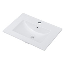 24" Ceramic Sink , Chip Resistant Vanity Top with 1.38" Standard Faucet Hole New