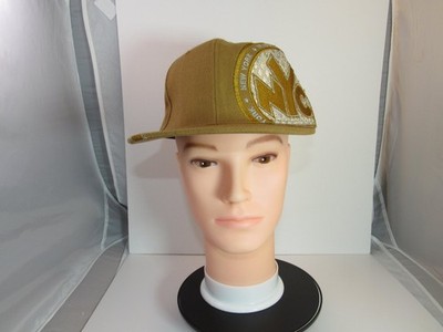 KBETHOS Hat NYC Baseball Cap Men's XL Tan Gold Glitter Holographic Flat Brim
